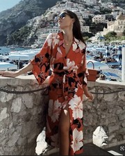 ZARA NWT $89.90 WOMAN RED FLORAL PRINT DRESS | 8753/342 XS