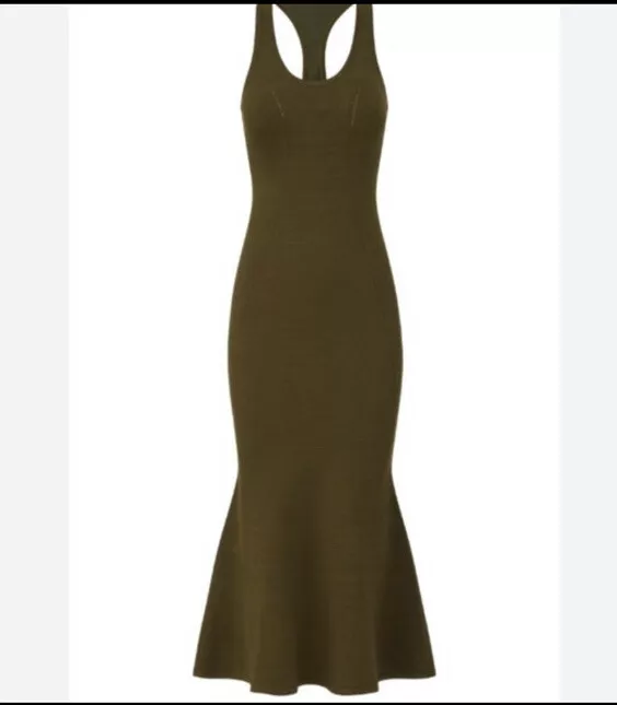 Brandon Maxwell Racerback Bodycon Midi Dress Green Size Small