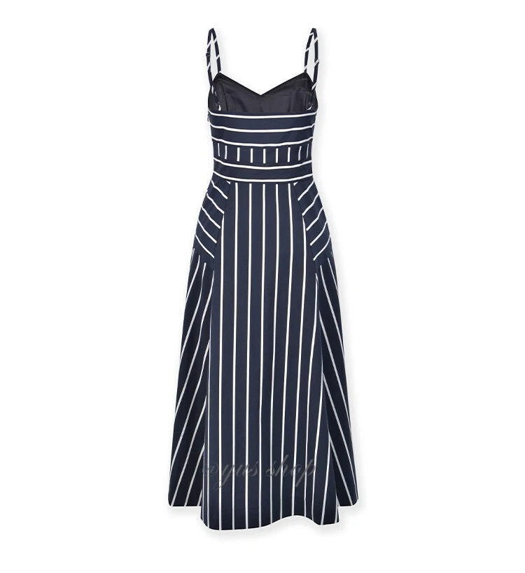 Vestido a Rayas VERONICA BEARD BRYNE Algodón Calce Ajustado Cintura Alta Camisola Foto 3 de 4