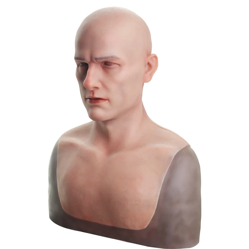 Silikon realistische Maske Kopfbedeckung männlich Crossdresser Cosplay Maskerade - Bild 3 von 4