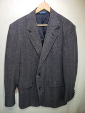 Pendleton Virgin Wool Tweed Herringbone Blazer Jacket Men Size 42L Gray USA Flaw