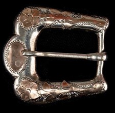 Sterling Silver Belt Buckle Gold Overlay 19.2 gr Ranger Mexico Vintage