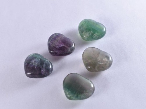 NATURAL RAINBOW FLUORITE CRYSTAL POLISHED HEART BEAUTIFUL HEALING STONE 1x 32mm - Picture 4 of 6