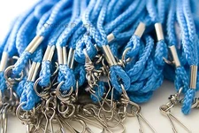 Wholesale 100 Pcs Light Blue Rope Neck Lanyards ID Badge Holder Swivel J Hook He