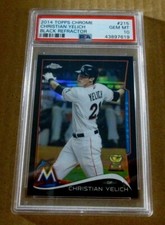  2014 TOPPS CHROME BLACK REFRACTOR CHRISTIAN YELICH # 215 PSA 10 ROOKIE CUP /100