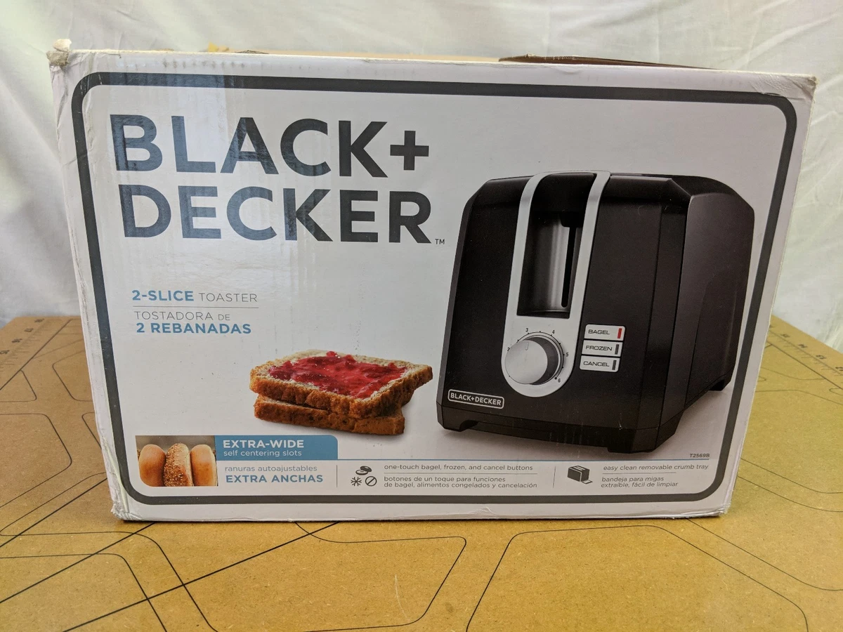 BLACK+DECKER Toasters 2-Slice Extra-Wide Slot Toaster, Square, Black,  T2569B