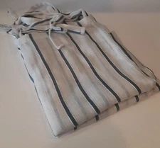 Nautical Stripe Semi Sheer Tie Top Curtains x 2 Masculine Coastal