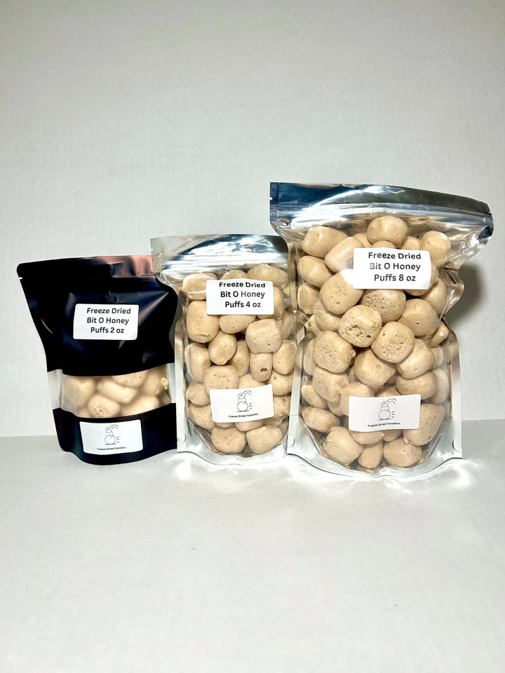 FREEZE DRIED FANATICS Freeze Dried Candy Bit O Honey Toffee Flavor Taffy *Pick Size* Made To Order