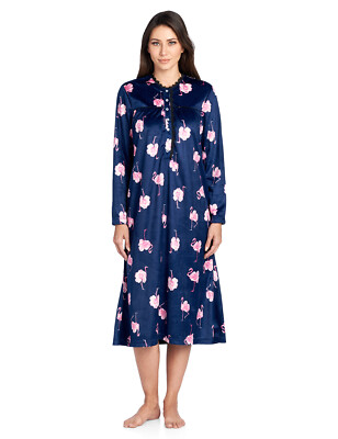 Ashford & Brooks Women's Fleece Long Sleeve Nightgown Lounger Sleep Robe Dress