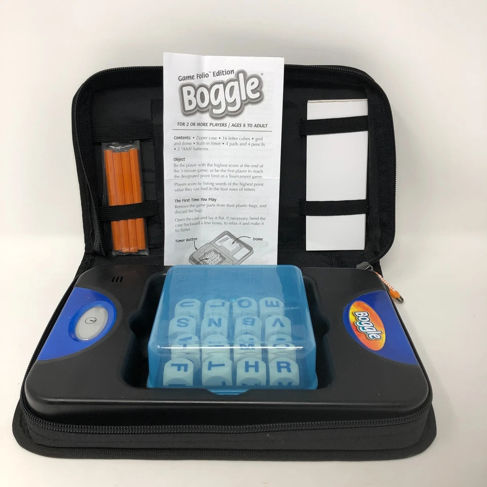 2003 DELUXE BOGGLE Game Travel Edition Zipper Folio Black Case Hasbro COMPLETE - Image 3 of 3