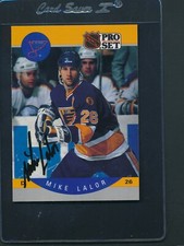 1990/91 Pro Set #264 Mike Lalor Blues Signed Auto *D5428
