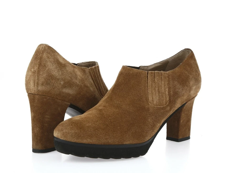 Womens Anyi Lu Brown Tan Suede Ankle Short Pull On Booties Shoes Size 36.5 - Image 2 of 4