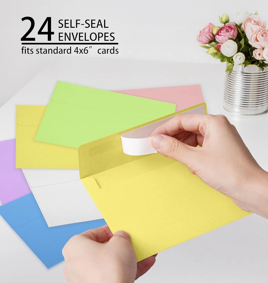 Pack de 24 tarjetas florales Get Well con sobres autoadhesivos 4x6 en caja Foto 4 de 4