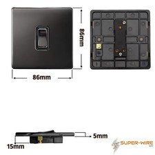 Black Nickel Switches & Sockets Silver Satin Chrome Black Insert Screwless Slim