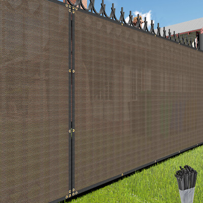 Brown 6FT Privacy Fence Screen Windscreen Mesh Shade Cover Garden Balcony Yard