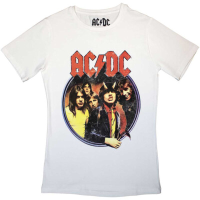 AC/DC T-Shirt Highway To Hell Circle Weiß Band Merchandise Damen Oberteil