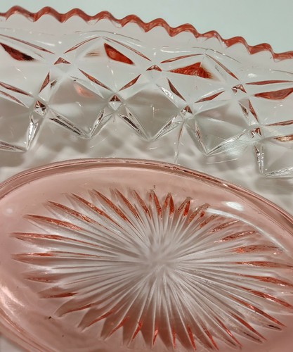 Imperial Glass Pink Little Jewel Diamond Block Depression Dish Set of 2 Vintage - Picture 9 of 11