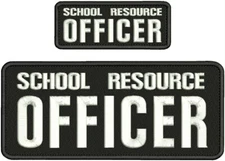 School Resource Officer 2 Emb patches 10x4 & 5x2 Velcr@ On White/blk