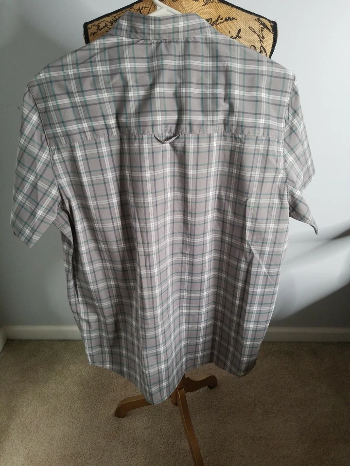 Camisa Great Northwest Para Hombres Talla L Gris Teal Blanco Manga Corta Botón Delantero Usada en Excelente Condición Foto 2 de 4