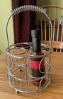 Vintage style chrome small metal wire caddy wine 4 bottle condiment holder