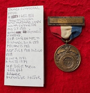 WW1 Era West Hartford CT State Town Medal "J.S. HOYE" MP Units w/Research