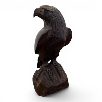 Vintage Hand Carved Ironwood Eagle Statue MCM Bird of Prey Sculpture 10.5 
