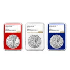 3pc Set - 2023 (W) $1 1-oz American Silver Eagle NGC MS69 Brown Label Red White