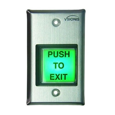 VIS-7100 Green LED Square Request Push to Exit Button Release with Timer Dela...