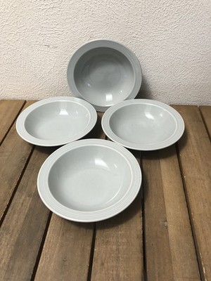 4 Vintage Riva Designs Color Your Table Pale Blue 7 1/4'' Rimmed Soup Bowls Japan