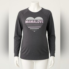 MAMA LOVE Maternity Sweatshirt Size M, Gray Pullover with Side Snaps