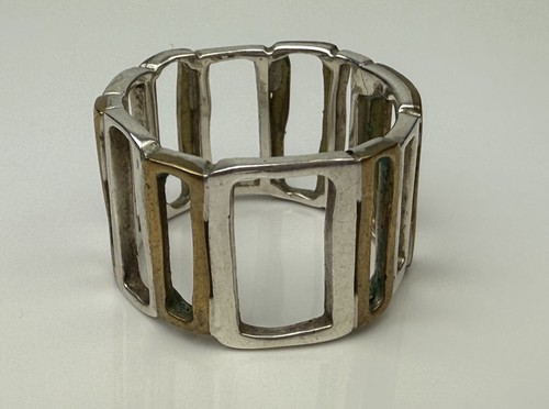 Silpada Framework Open Bar Ring Sterling Silver & Brass R3486