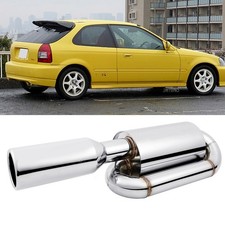 Twin Loop Exhaust Muffler 2.5 Inlet 4.0 Tip Chrome Jdm For Honda Civic Type R Twin Loop Exhaust Muffler 2.5 Inlet 4.0 Tip Chrome Jdm For Honda Civic Type R