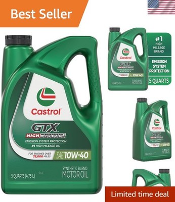 5 Quarts GTX High Mileage 10W-40 Motor Oil - Extend Engine Life & Performance