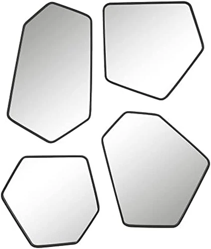 Contemporary Black Iron & Glass Mirror Set of 4 by  Linneah - Picture 3 of 5