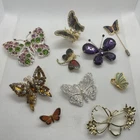 10 Pc BEAUTIFUL VINTAGE GOLD TONE Silver Tone Butterfly COSTUME JEWELRY LOT