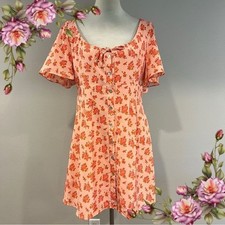 ASOS Bright colored Button Down Short Sleeve Dress with Floral Design