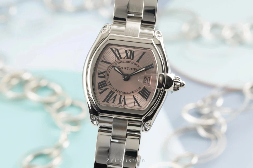 Cartier Roadster Pink Dial Edelstahl Quarz Damenuhr Ref. W62017V3 2675 - Bild 2 von 4