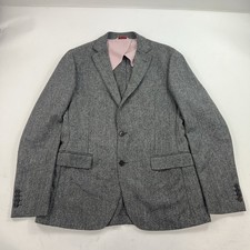 Brooks Brothers Men's Red Fleece Gray 2 Button Herringbone Blazer Sportcoat 40L