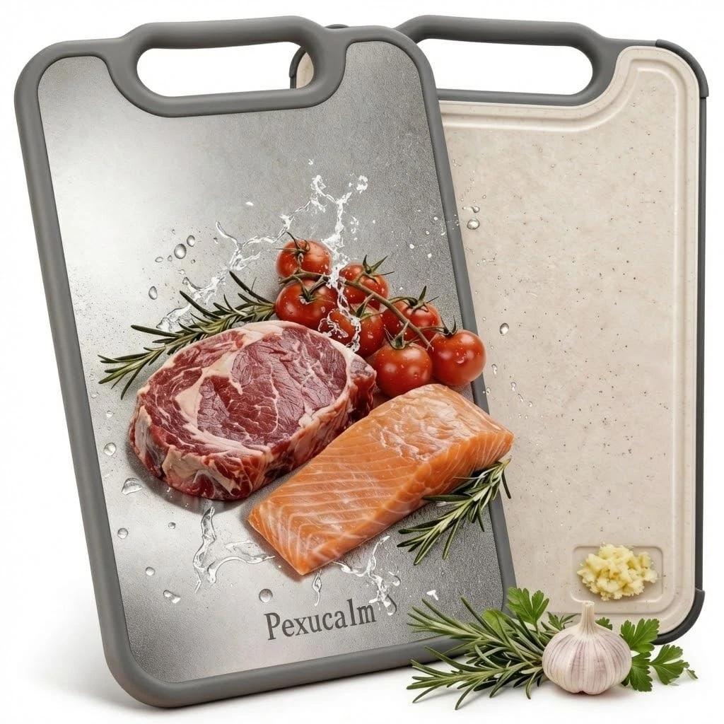 Titanium Cutting Board for Kitchen, 15.4"x10.4" Dual-Sided Chopping Board, Sc...