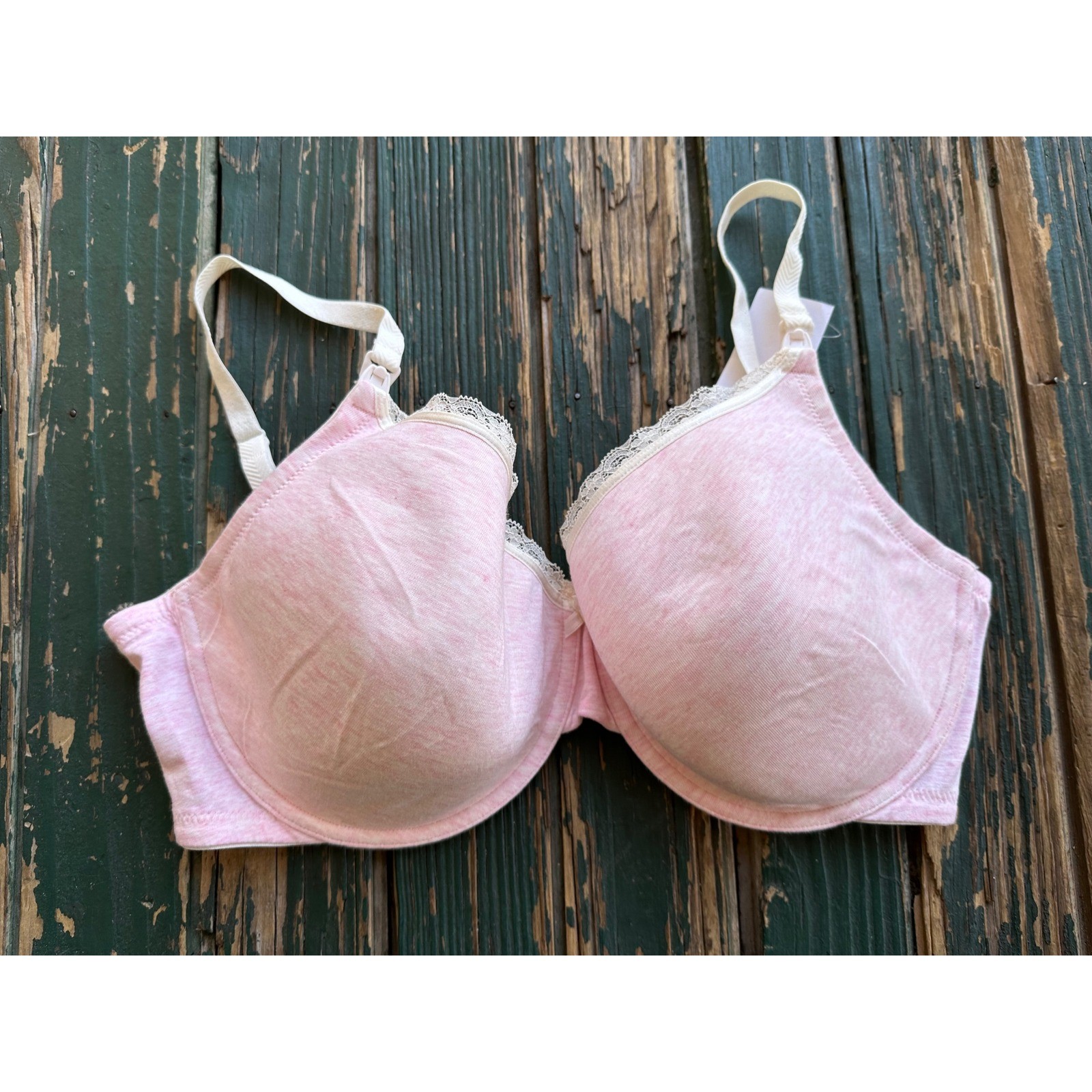 Auden Nursing Bra Pink Lace Trim Padded Maternity 38DDD 95385-38 NEW