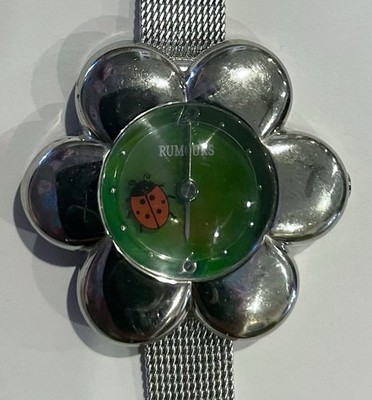 y2k Rumours Ladybug Flower Watch Silvertone Vintage Working Statement Vintage Ladybug Watch | eBay main image 2