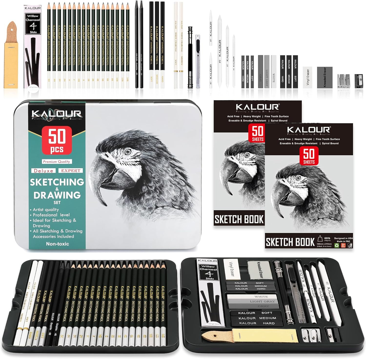 S Kit With Two Sketchbook,tin Box,include Graphite,