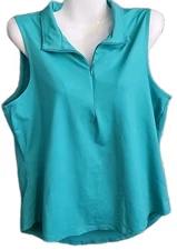 Tommy Bahama Islandzone Womens Large Sleeveless Teal Zippered Nylon  Vest Tank