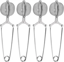 Tea Strainers for Loose Tea, 4 Pack Infuser with Handle Fine Mesh Silver 