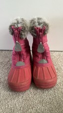 Champion Girls Pink Front Zip Snow Boots Rubber Sole Kids Size 9