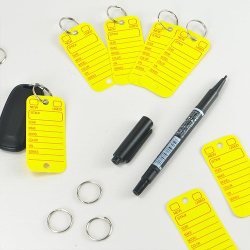 200-Pack Yellow PVC Key Tags with Labels, Rings & 2 Markers - Afbeelding 5 van 6