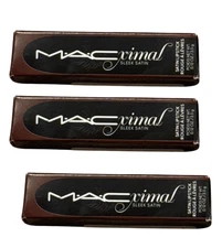 3 Pack MAC M·A·Cximal Sleek Satin Lipstick Film Noir Deep Red Brown NEW 0.12oz