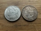 US Morgan Silver Dollars 2 coins circulated details Pre 1904 Lot S7