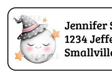 30 Cute Moon Halloween personalized return address labels stickers tags