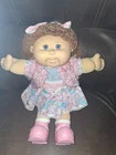 CABBAGE PATCH KID DOLL Brown Hair Blue Eyes Pink Bow PA-6 Play Along